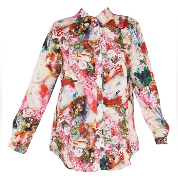 COPY - Rose Print Oversized Shirt 12 - Picture 2 of 3